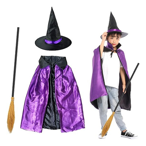 Juego Disfraz Bruja Halloween 3 Piezas Accesorios Disfraz Br