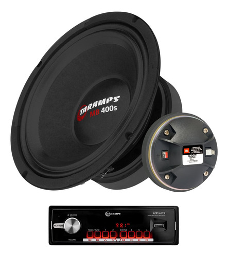 Kit Woofer Mb 400s Com Radio Amplayer E Driver Jbl D220 Ti Cor Preto