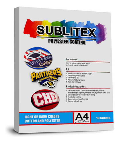 Papel Transfer Sublitex, Polyester, Cotton.