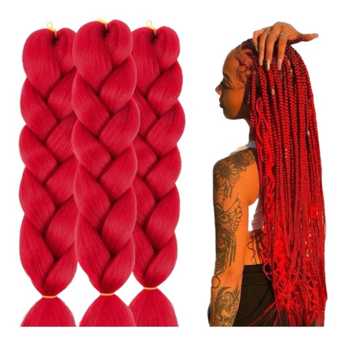 Extensiones Rojas 100% De Kanekalon Para Trenzas Africanas