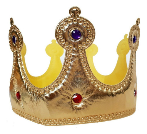 1 Coroa Rei/ Rainha Dourada Tecido Com Velcro Cor Dourado