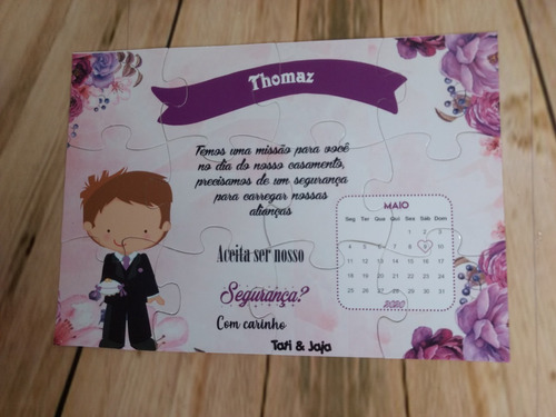 Convite Quebra Cabeças Demoiselle / Dama/ Pajem- 10 Unidades