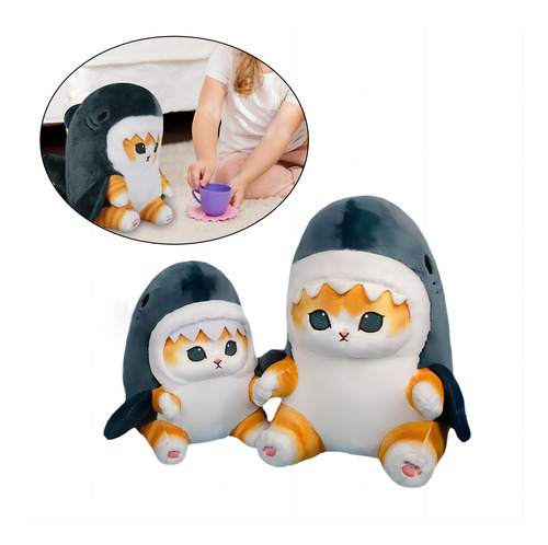 Gato Tiburón Kawaii Gatos De Peluche 13cm, 22cm Dos Piezas