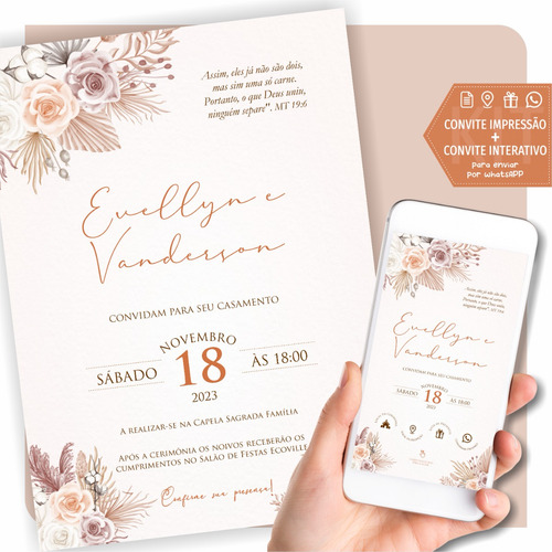 Convite Casamento Interativo Digital + Impressão Terracota 6