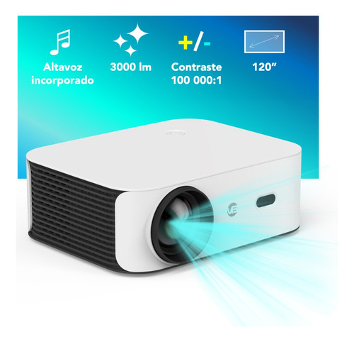 Proyector Portátil 3000 Lumen Usb Alto Contraste Con Altavoz Color Blanco