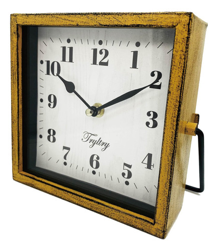 Tryltry Reloj De Mesa De Metal, Funciona Con Pilas, Decorati