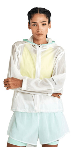 Campera Mujer Saucony Rompeviento Elevate Packaway White