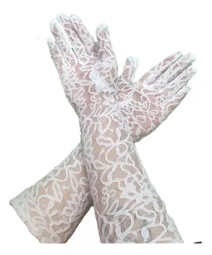 Guantes de boda blancos para mujer, elegantes y largos para novia, guantes  de encaje, guantes cortos de satén para niñas