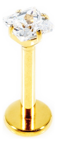 Pircing Vertical Labret Haste 8mm Titanio Dourado