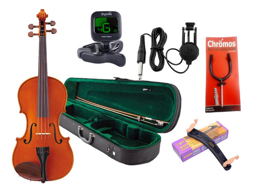 Imagen 1 de 10 de Combo Violin C/ Arco Estuche 3/4 4/4 + Afinador + Accesorios