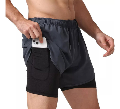 A Pantalones Cortos Deportivos 2 En 1 Para Correr Para