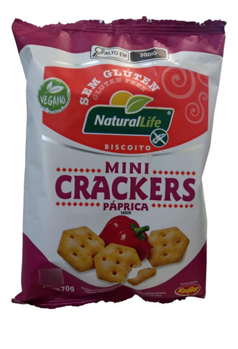 Mini Crackers Páprica Vegano Sem Glúten 12x70g - Kodilar