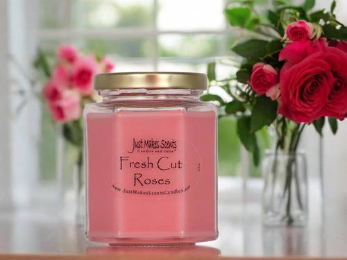Vela De Soya Mezclada Con Rosas Frescas De Corte De Corte Po