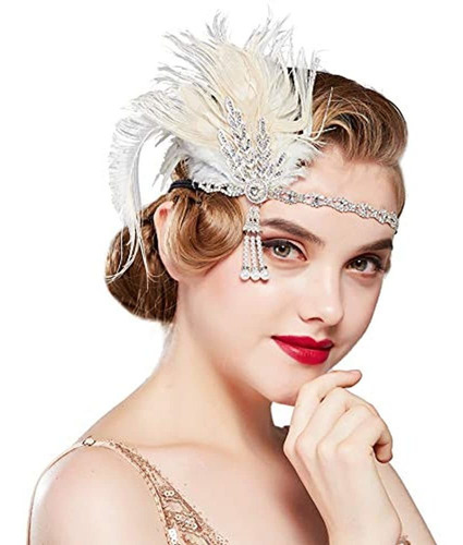 Babeyond 1920s Flapper Diadema De Plumas Tocado Rugiendo Añ