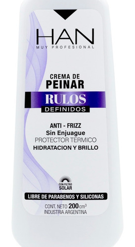 Imagen 3 de 5 de Han Rulos Definidos Crema De Peinar Protector Térmico 200ml