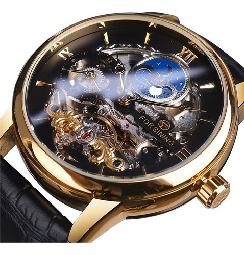 Reloj Pulsera Tourbillon Mecánico Impermeable Con Fase Lunar