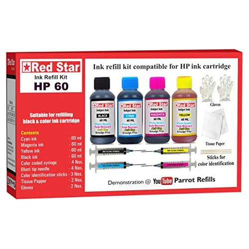 Kit De Recarga De Tinta De 4 Colores Compatible Hp 60 6...