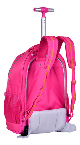 Mochila Rodinhas Universitaria Escolar Viagem Notebook Cor Rosa Desenho Do Tecido Liso