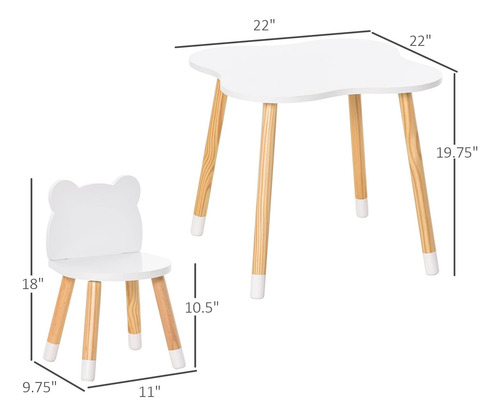 Mesa Y Silla De Niños De Madera Qaba Ideal Para Artes, Linda