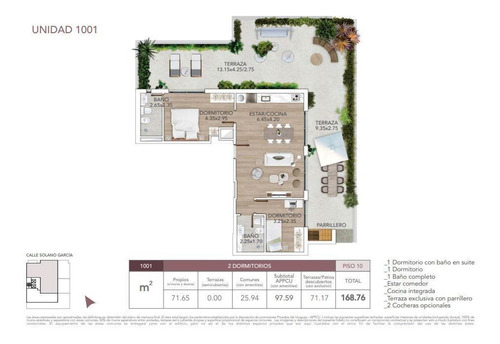 Imagen 1 de 26 de Apartamento 2 Dormitorios, Suite, 2 Baños, Terraza Con Parrillero.