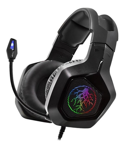 Headset Gamer Fone De Ouvido 7.1 Hd Led Mic Usb Celular P2 Cor Preto Cor da luz RGB