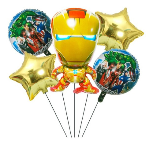 Kit Balão Bexiga Metalizado Homem De Ferro Vingadores
