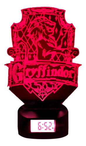 Lámpara 3d Griffindor Harry Potter Base Reloj