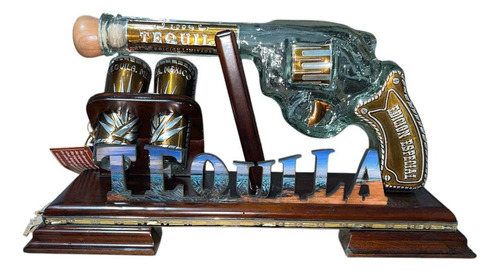 Pistola Licorera 400ml Con 2 Tequileros 60ml Con Madera Agua