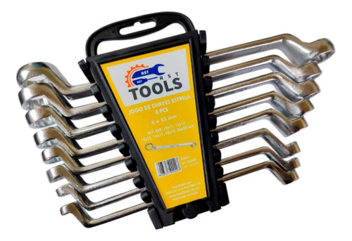Jogo De Chave Estrela 6mm A 22mm Com 8 Peças Riosul Tools Cor Prateado