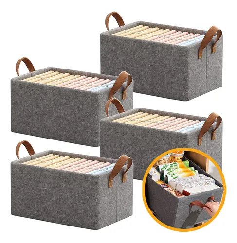 Kit 4 Cesto Caixa Organizadora Dobrável Guarda Roupa Grande
