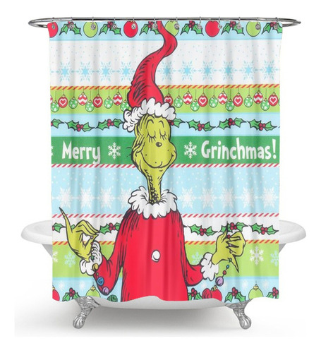 Cortina De Ducha Personalizada De Navidad Grinch, Impermeabl Color Style 1 Christmas Grinch