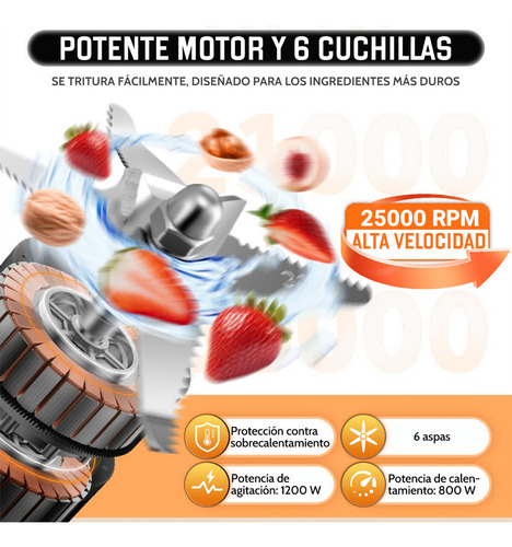 Licuadora Profesional Portátil Electrica Moledor Procesador De Alimentos Extractor De Jugos Eléctrico 22 unidades 800 W 4 Marchas