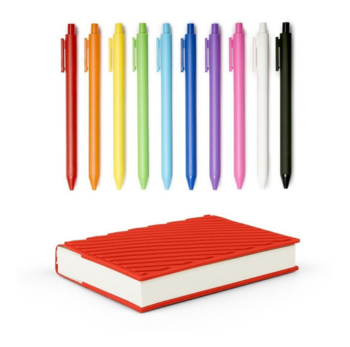 Combo Cuaderno Stripebook + Boligrafos Tinta Gel Pure10 Gato