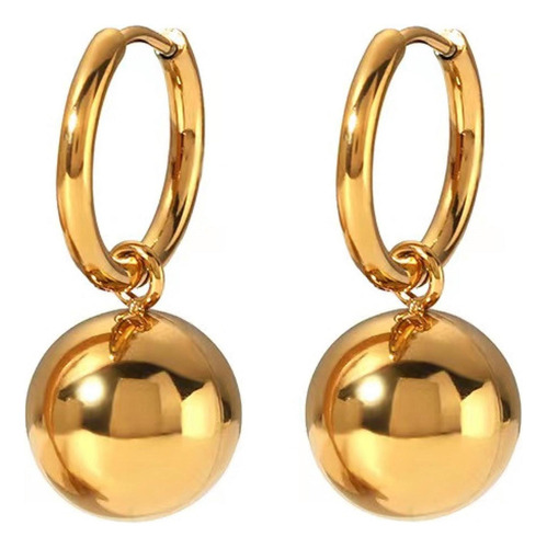 Pendientes De Aro Huggie Con Bola Dorada De 10 Mm Para Mujer