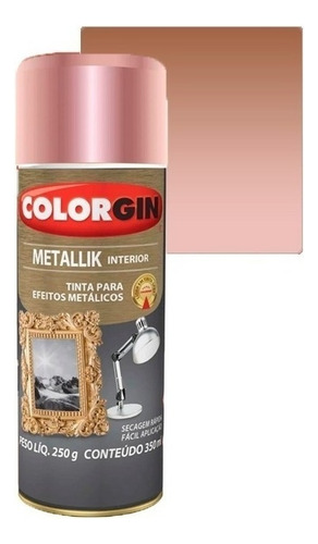 Tinta Para Arte E Decor Efeito Metálico Colorgin 350ml Cor Rose Gold