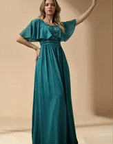 Comprar Vestido Fiesta Madrina Con Mangas Mujer Elegante Moda Pasión