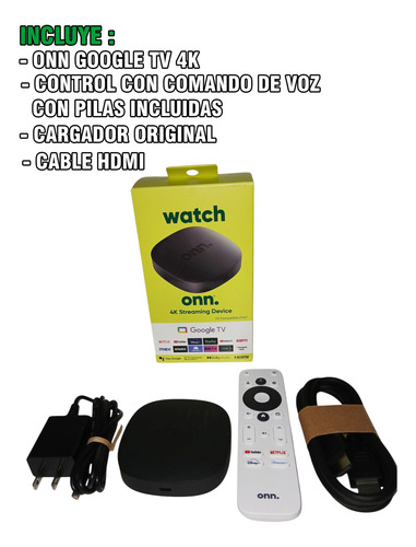 Onn Tv 4k Google Tv Box - Programado Peliculas Serie Canales Negro De Voz