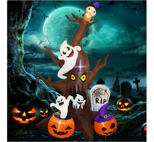 9 Ft Halloween Inflable Muerto Árbol Fantasmas Calabaz...