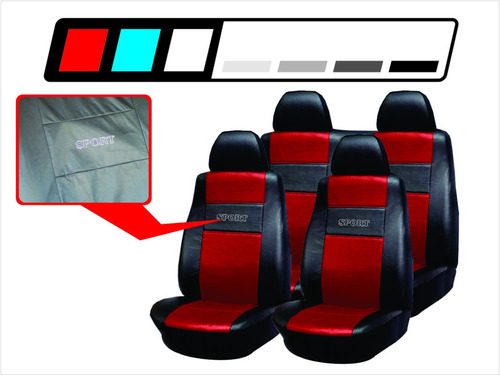 Imagen 1 de 1 de Funda De Asiento Cuero Ecologico Para Autos Negro - Rojo