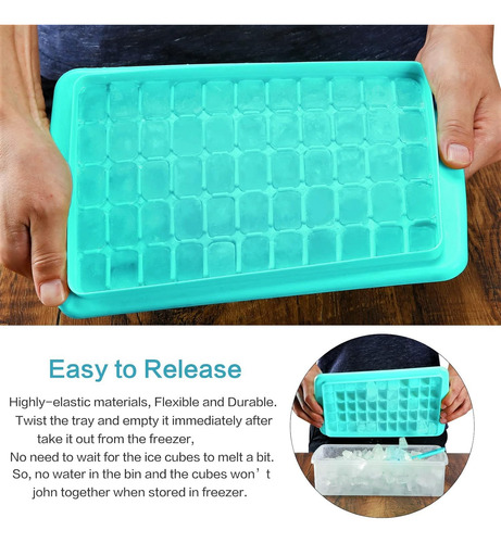 Ice Cube Trays For Freezer With Lid And Storage Container, E