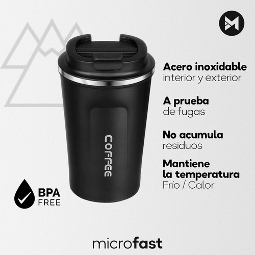 Imagen 6 de 9 de Vaso Térmico Para Café De Acero Inoxidable 510 Ml Premium