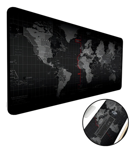 Criarte Mouse Pad Gamer Extra Grande 70x30 Mapa Do Mundo Pre