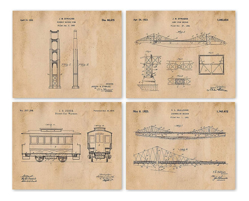 Vintage San Francisco Golden Gate Bridge & Street Car Patent