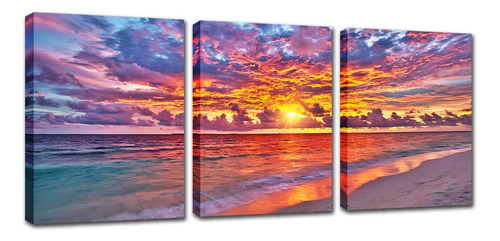 Beach Prints Home Wall Art - Sunset Coastal Seascape Picture