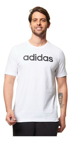 Camiseta Masculina Casual Logo Linear De Algodão adidas