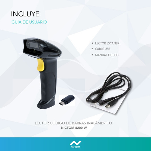 Lector Código De Barras Inalámbrico Usb Scanner Memoria Int Color Negro