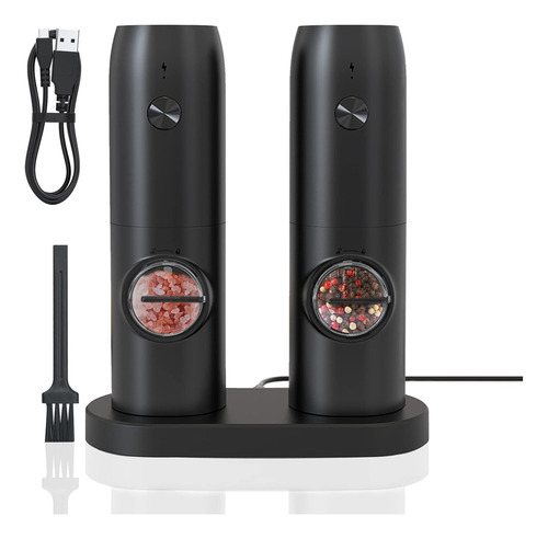 Set Molinillo Eléctrico De Sal Y Pimienta Con Recarga Usb