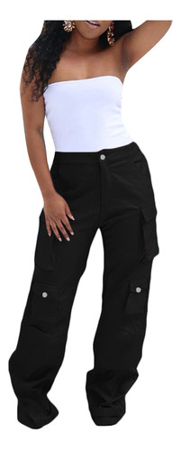 Pantalones Cargo Holgados Para Mujer, Cintura Alta, Pierna R