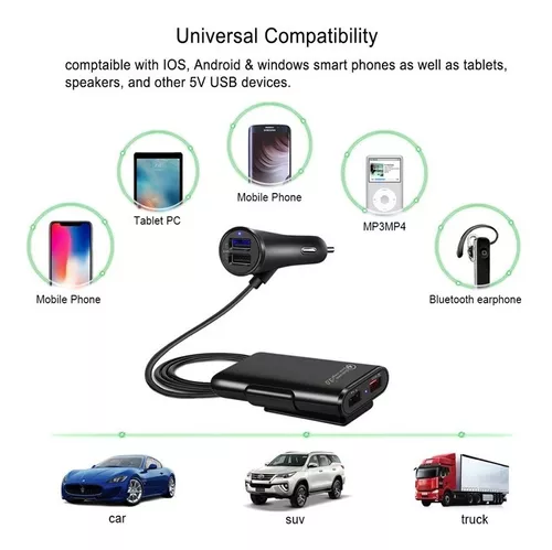 CARGADOR UNIVERSAL MECHERO COCHE 2 PUERTOS USB 3.1A CARGA RAPIDA APPLE Y  ANDROID