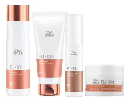 Kit Shampoo Condicionador Máscara E Amino Wella Fusion